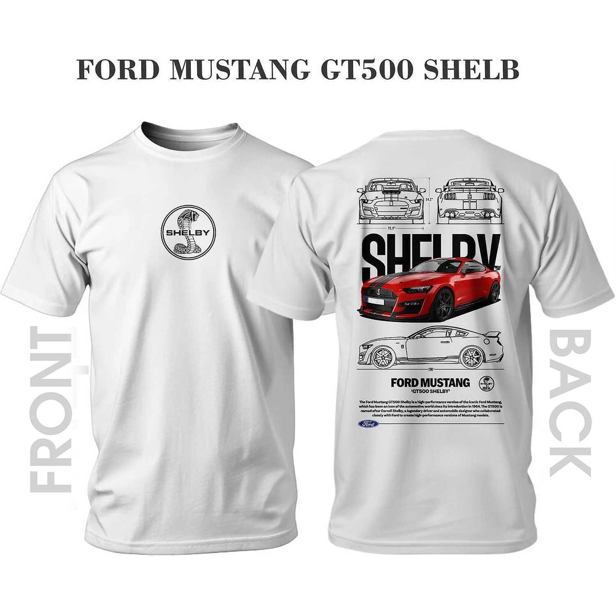 Tricou FORD MUSTANG GT500 SHELBY ROȘU
