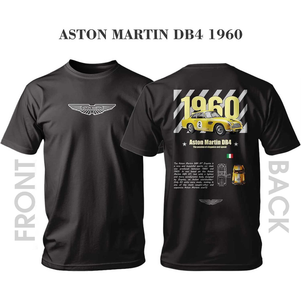 T-Shirt ASTON MARTIN RETRO DB4 GT ZAGATO 1960