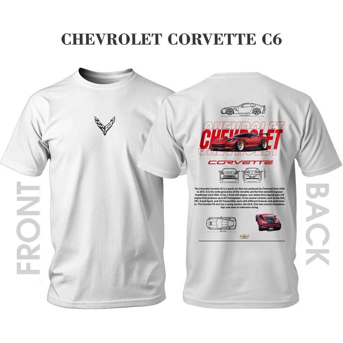 Tricou roșu CHEVROLET CORVETTE C6
