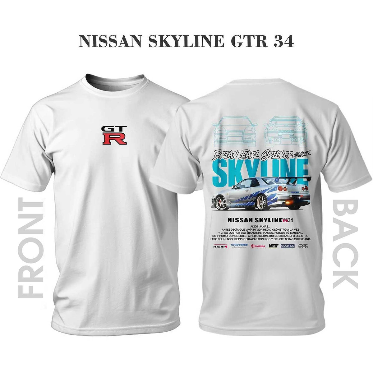 T-shirt NISSAN SKYLINE GTR34 Paul Walker