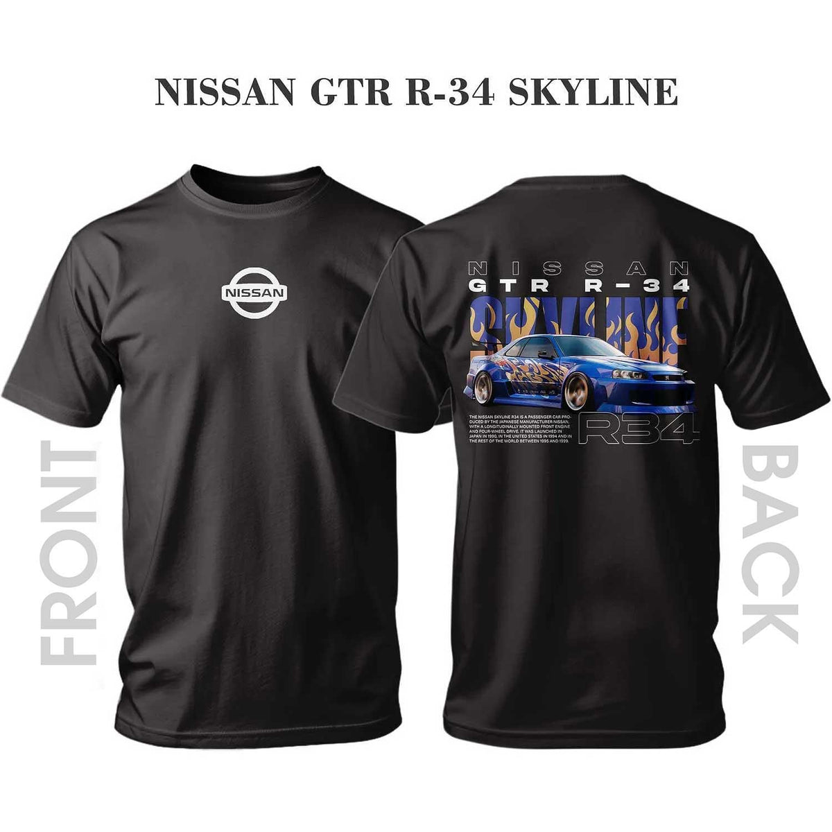 Tricou BLUE FLAME NISSAN SKYLINE GTR R-34