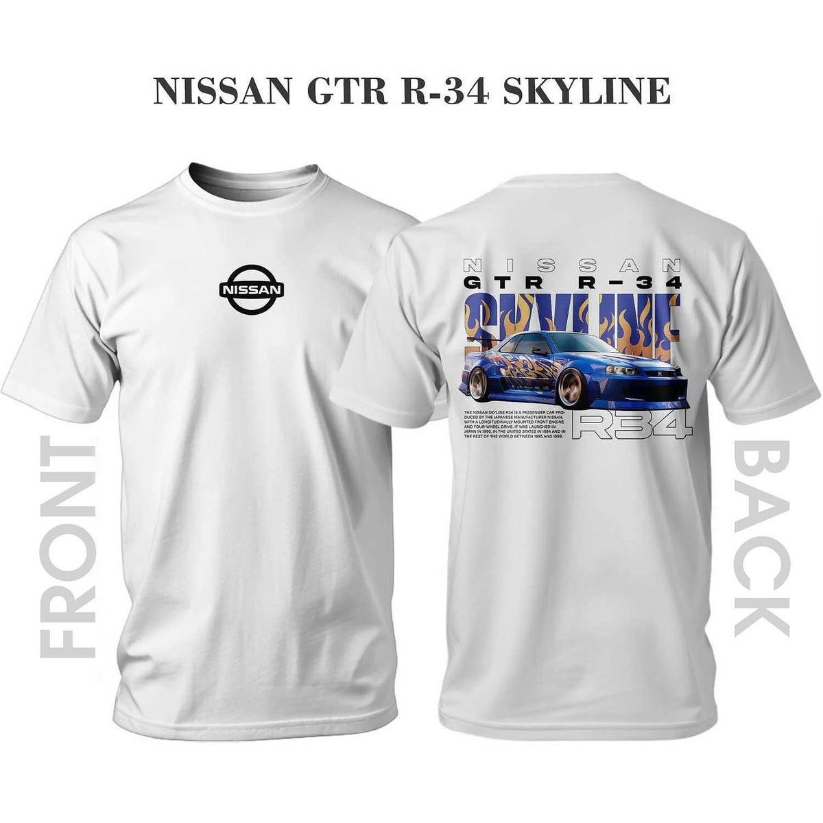 Tricou BLUE FLAME NISSAN SKYLINE GTR R-34