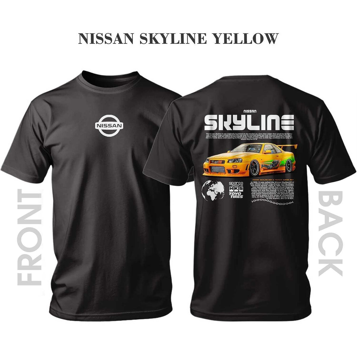 T-shirt YELLOW NISSAN SKYLINE R34
