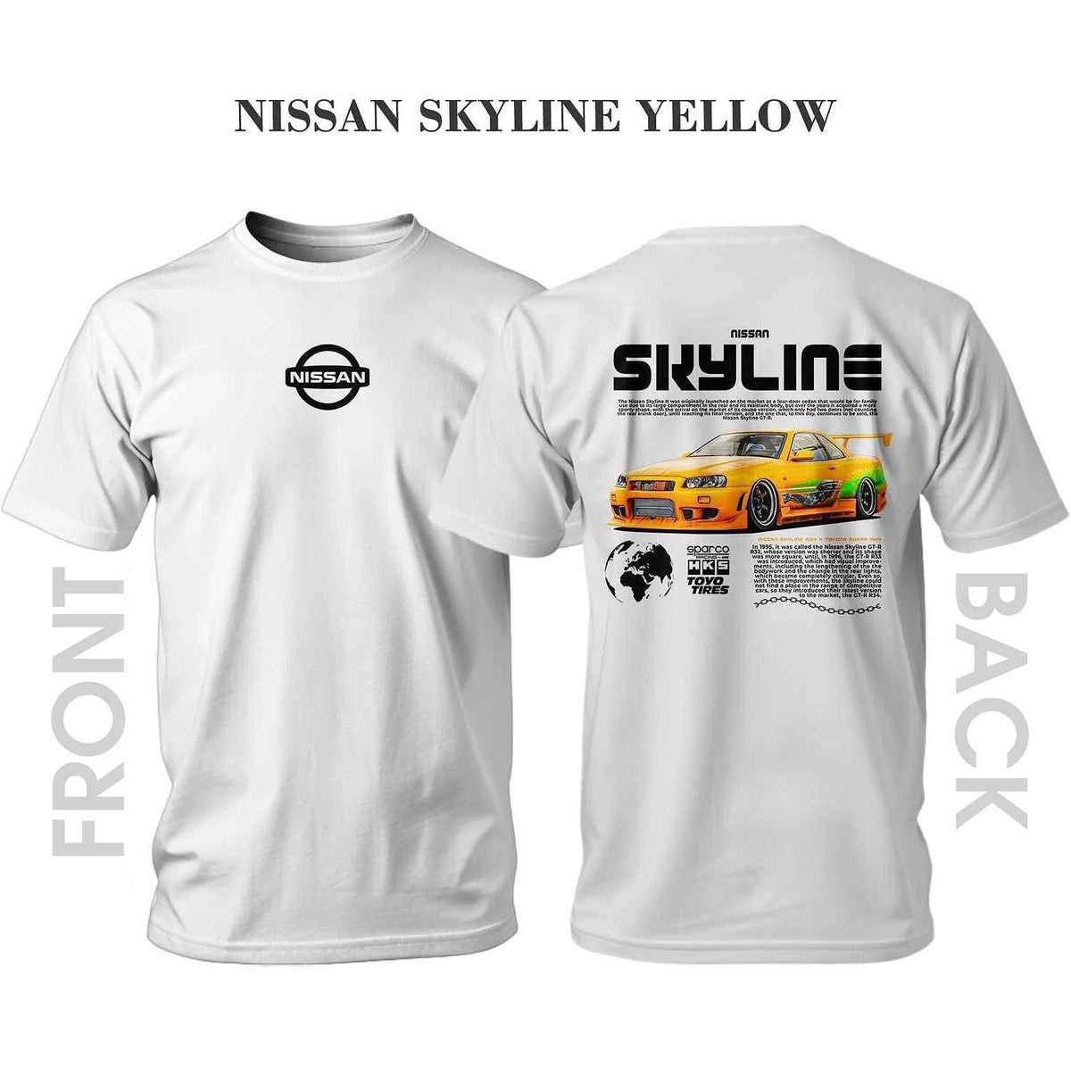 T-shirt YELLOW NISSAN SKYLINE R34
