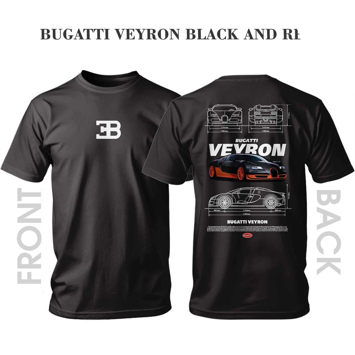 T-Shirt BUGATTI VEYRON BLACK AND RED