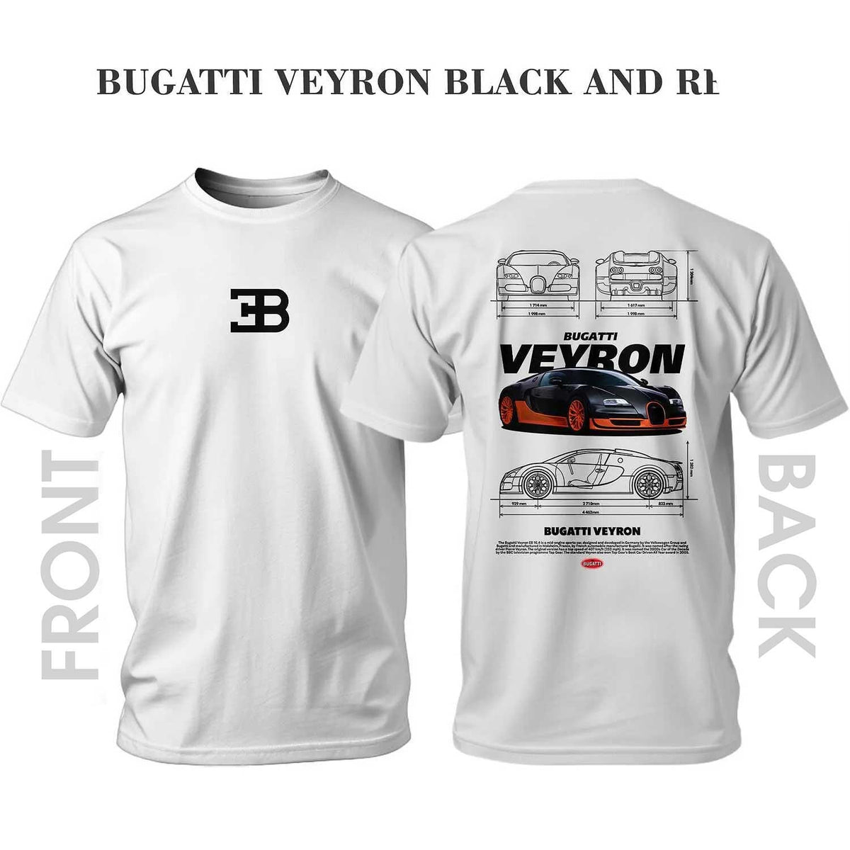 T-Shirt BUGATTI VEYRON BLACK AND RED
