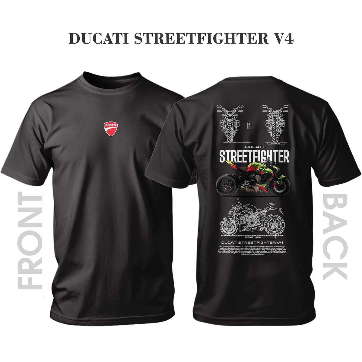 Тениска GREEN/RED Ducati Streetfighter
