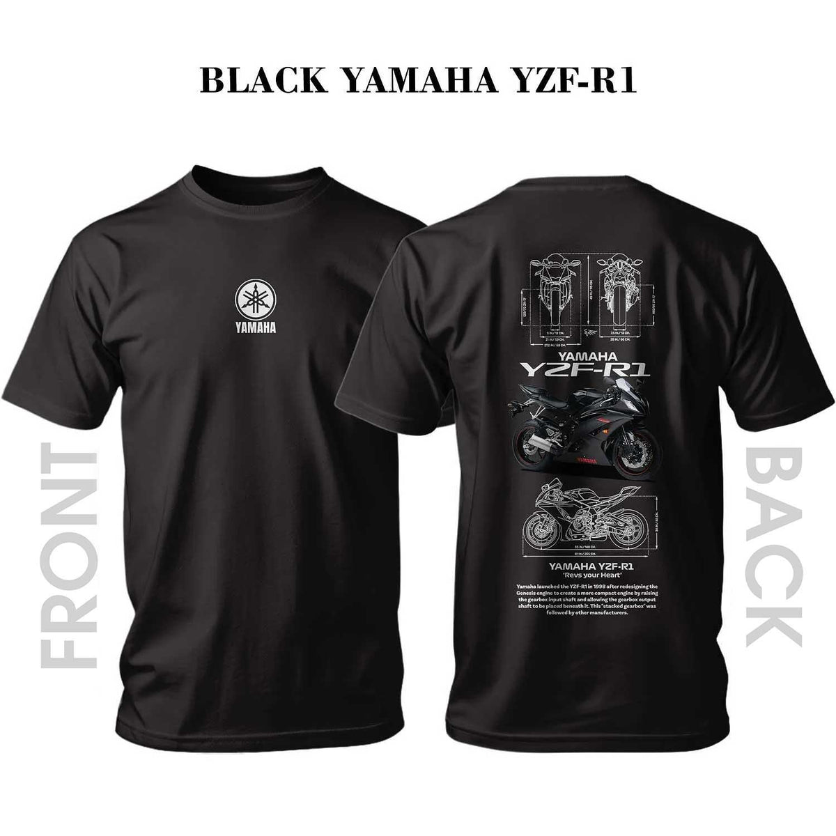 Тениска Black YAMAHA YZF-R1