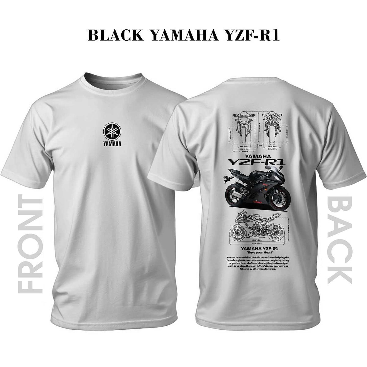 Тениска Black YAMAHA YZF-R1
