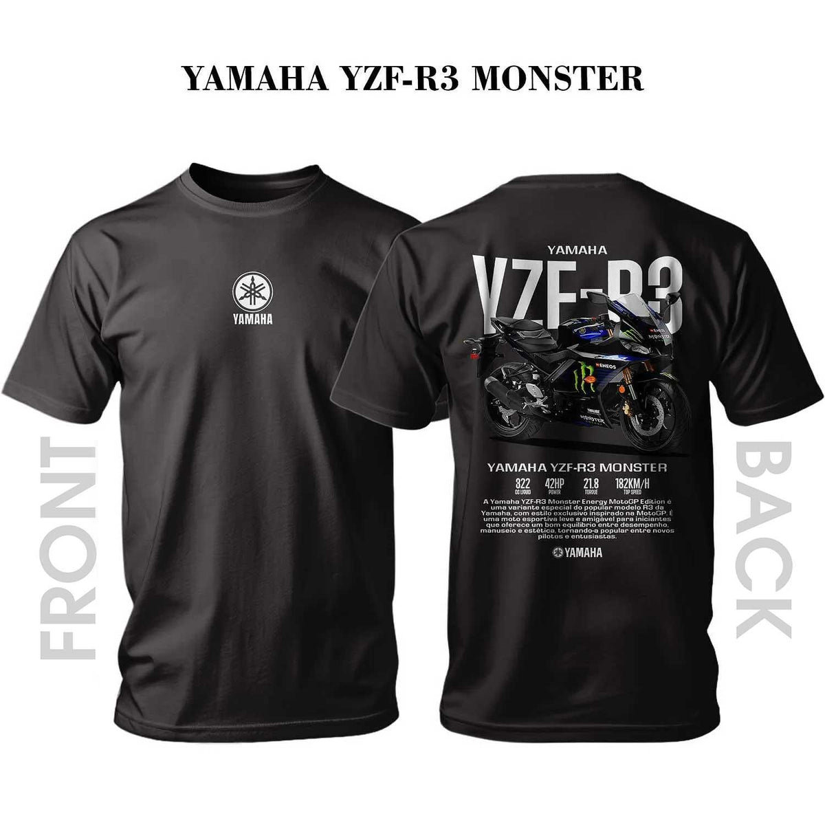 Тениска Black YAMAHA YZF-R3 Monster