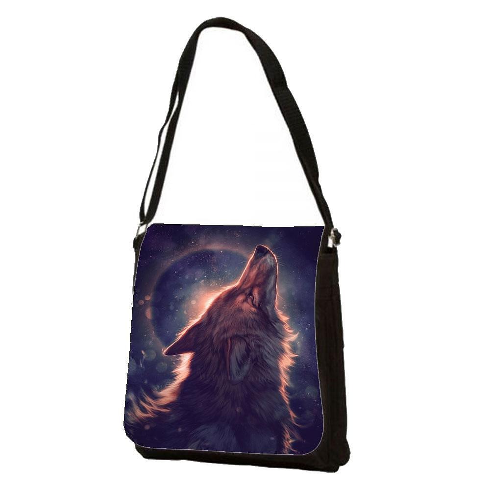 Geantă de umăr Howling wolf in the night