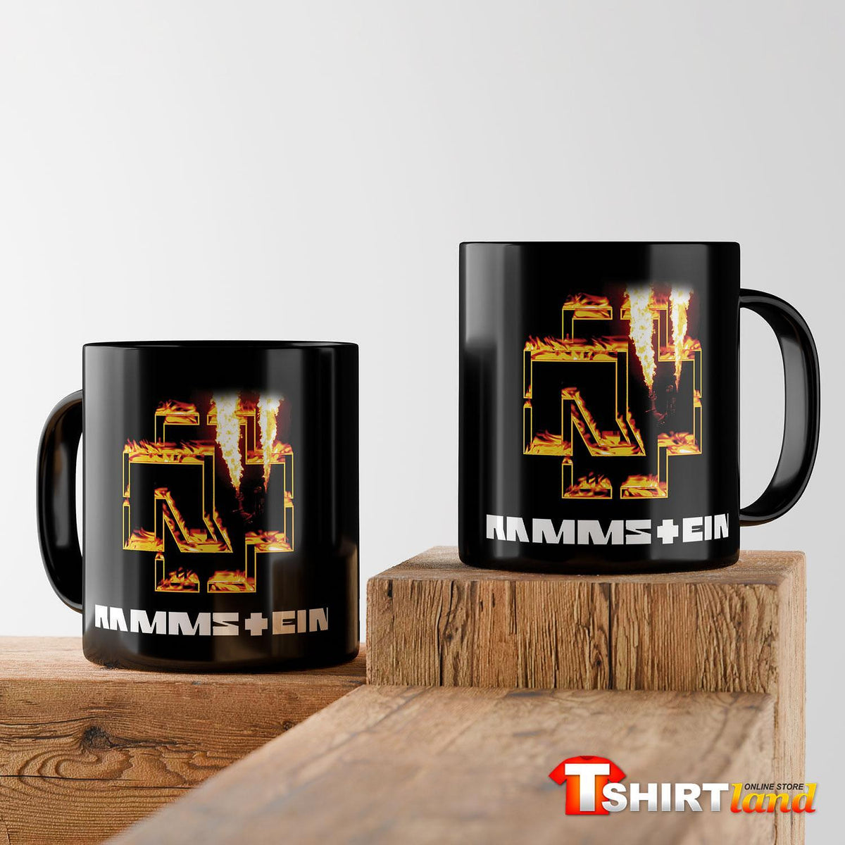 Black ceramic mug Rammstein On Fire