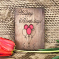 Felicitare de lemn cu baloane - La mulți ani! / Happy Birthday!
