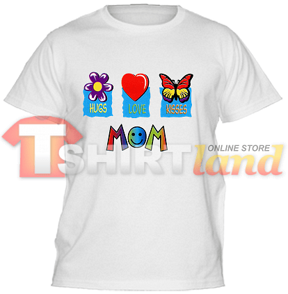 Tricou pentru copii cu mesajul Hugs, Love, Kisses MOM