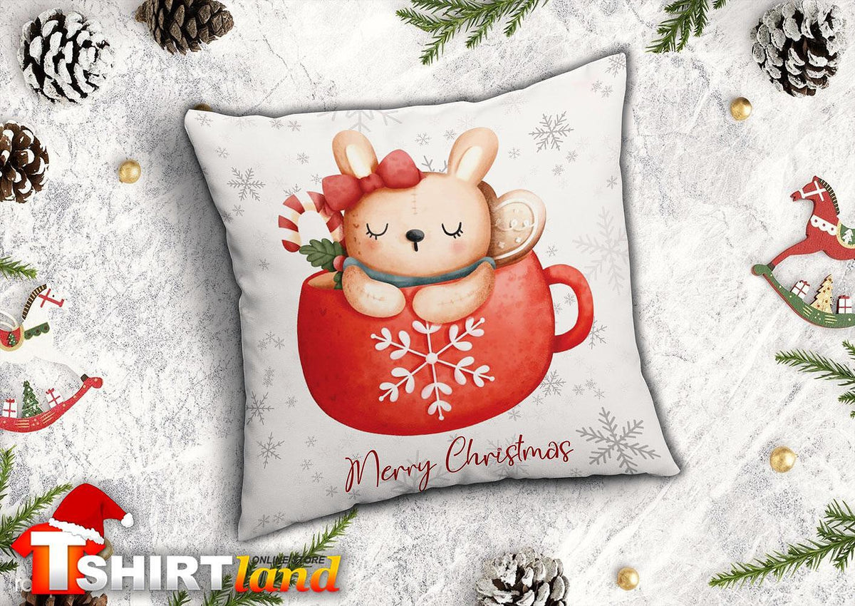 Christmas Pillow "Christmas in a Cup - Bunny"