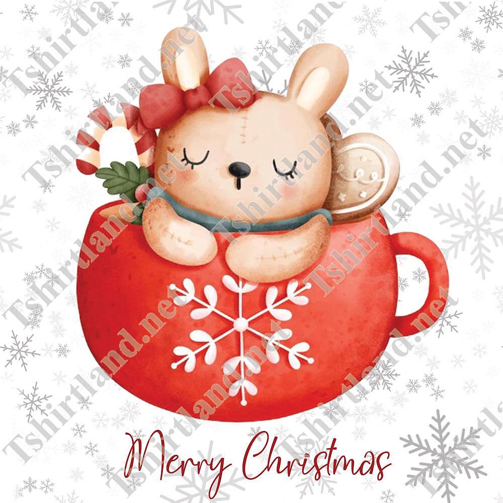 Christmas Pillow "Christmas in a Cup - Bunny"