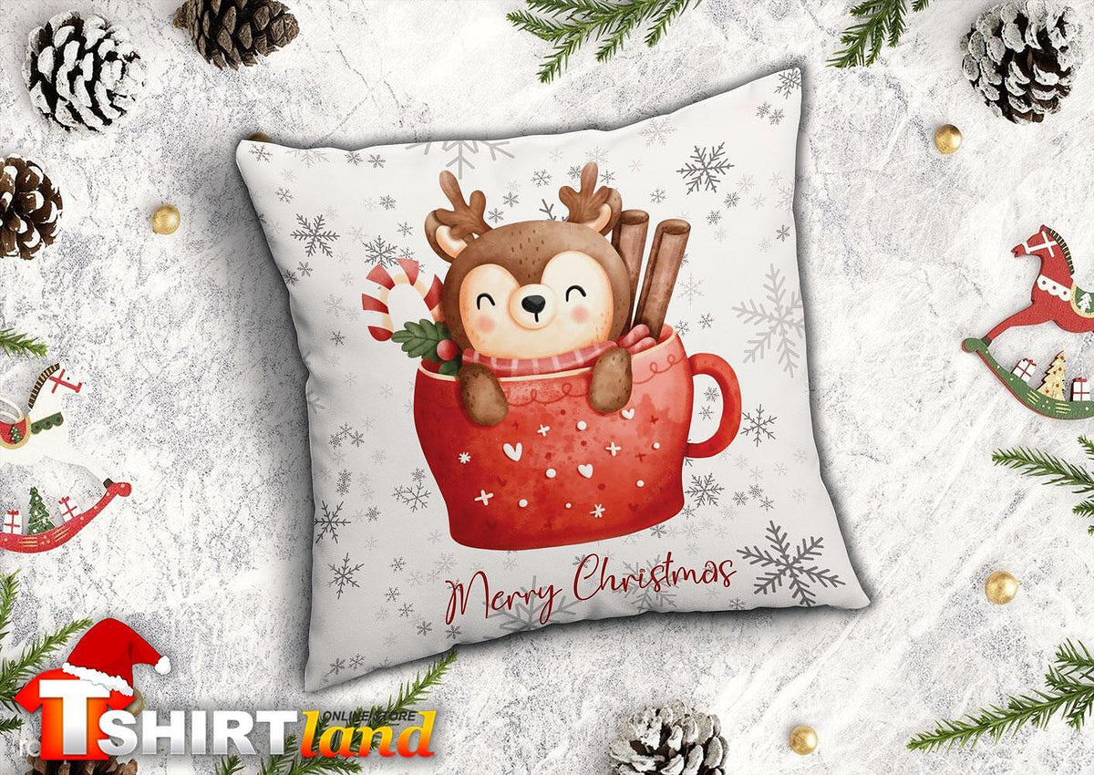Christmas Pillow "Christmas in a Cup - Deer"