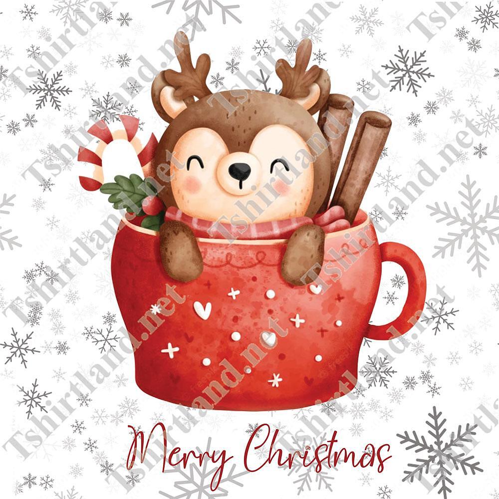 Christmas Pillow "Christmas in a Cup - Deer"