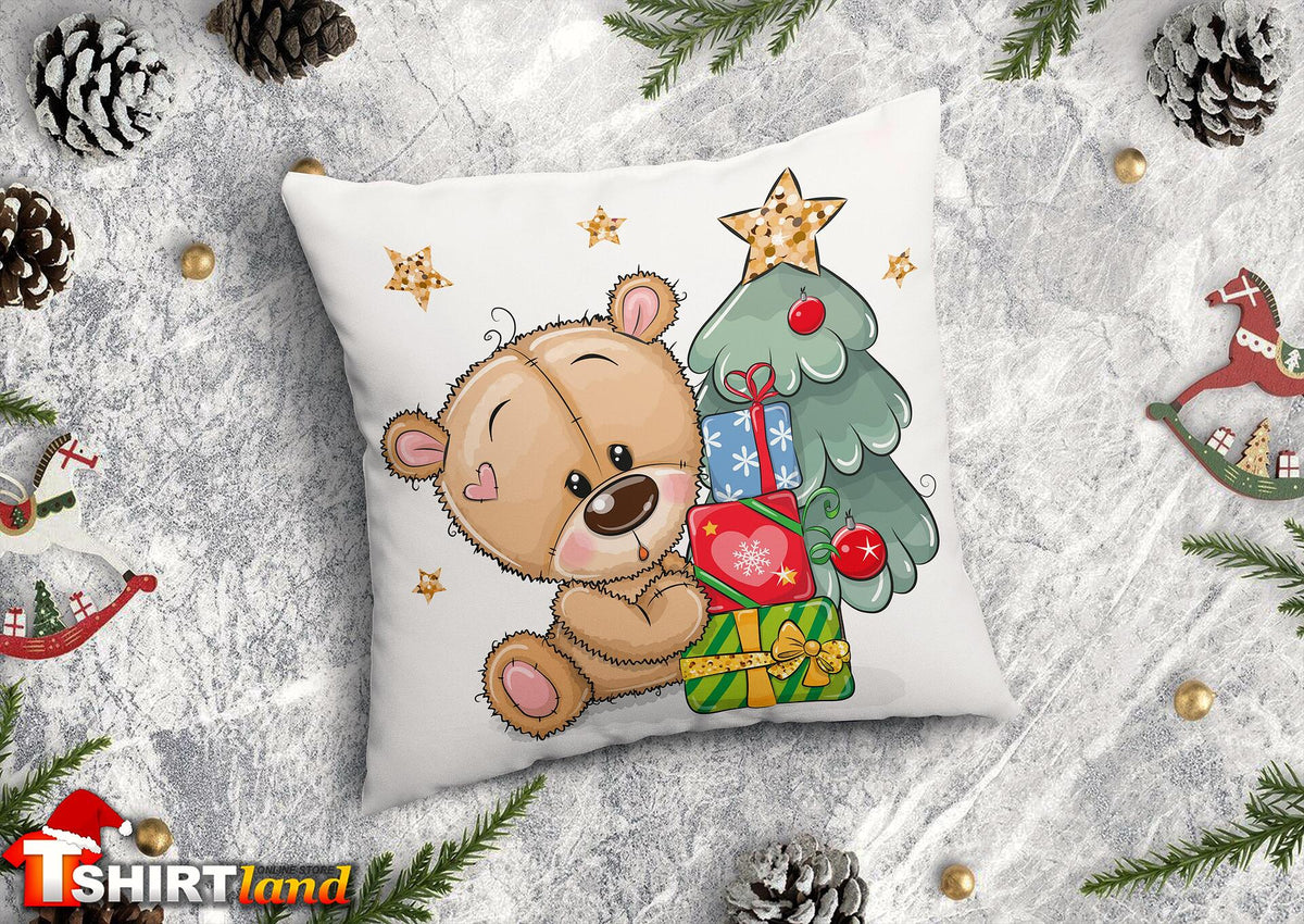 Christmas Cushion "Christmas Bear under the Christmas Tree"
