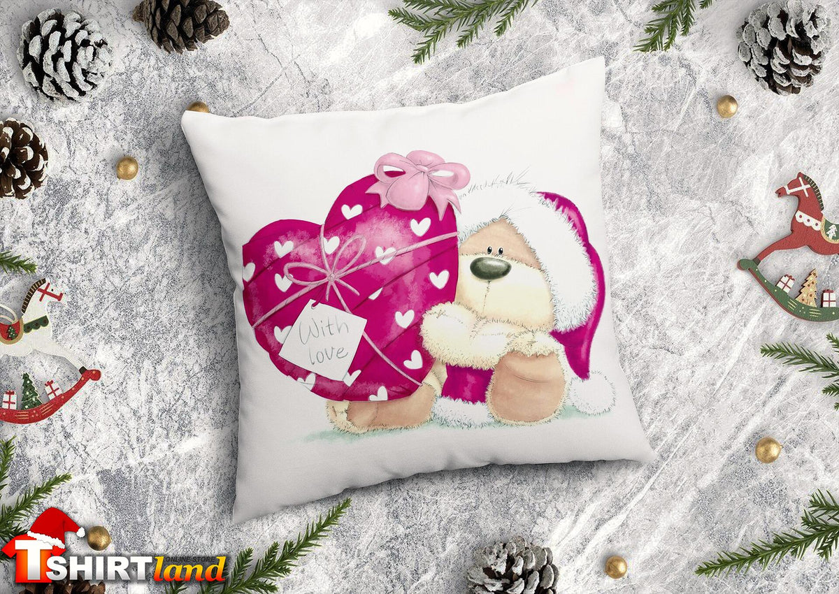 Christmas Pillow "Christmas Pink Bear"