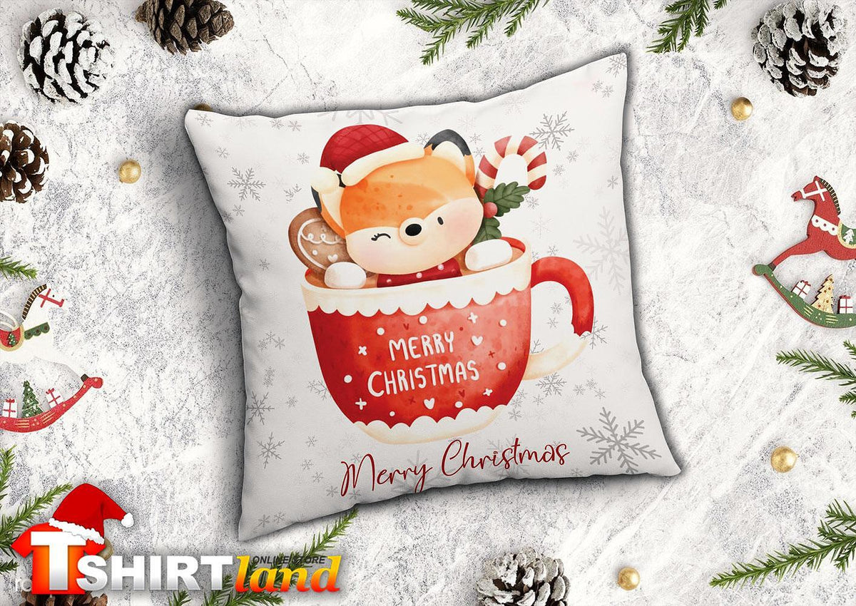 Christmas Cushion "Christmas in a Cup - Fox"
