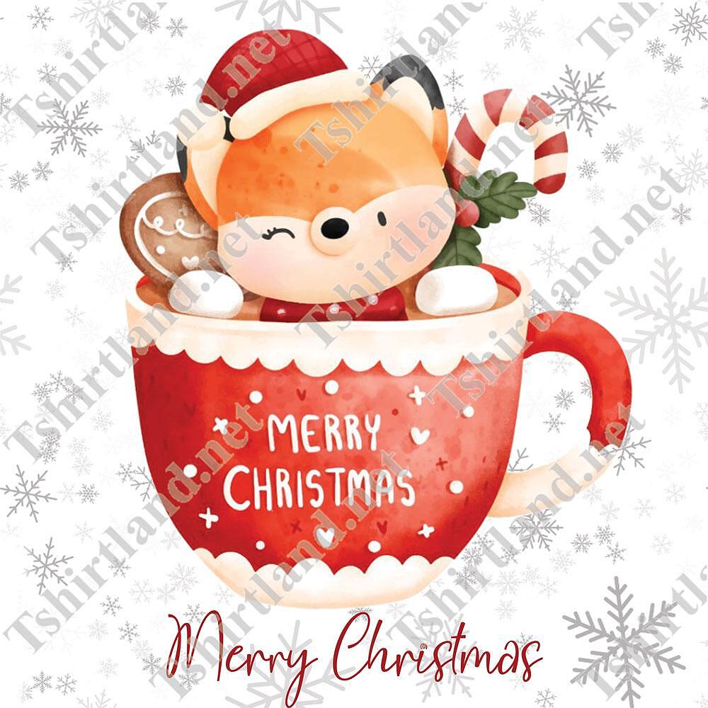 Christmas Cushion "Christmas in a Cup - Fox"