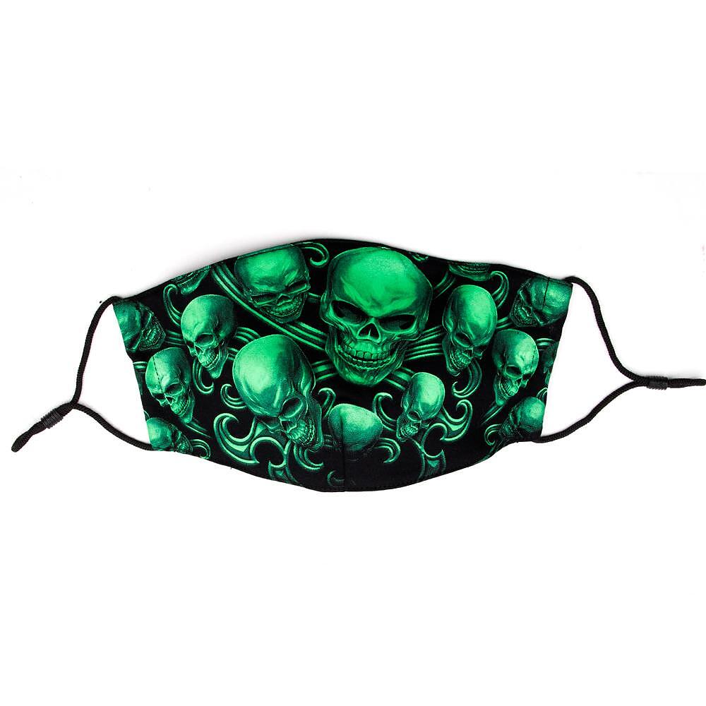 Маска за многократна употреба Rock Chang Green Skulls M-08