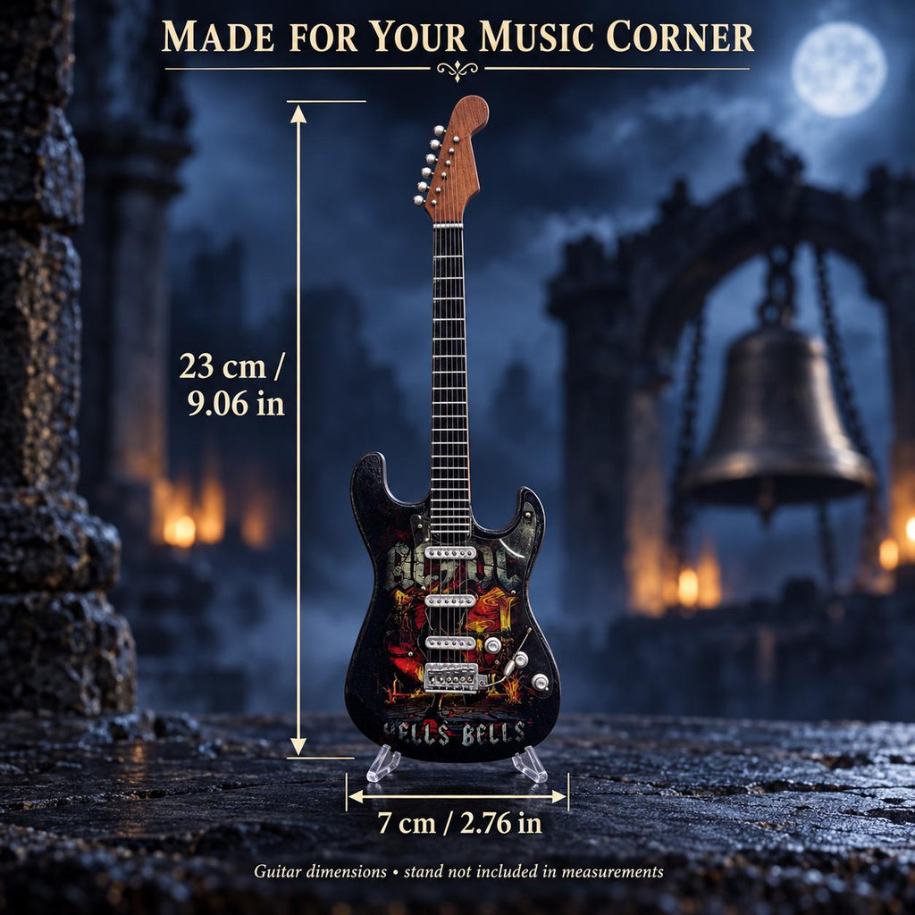 Мини китара AC/DC — Hells Bells със стойка и гравиране по избор — снимка 4