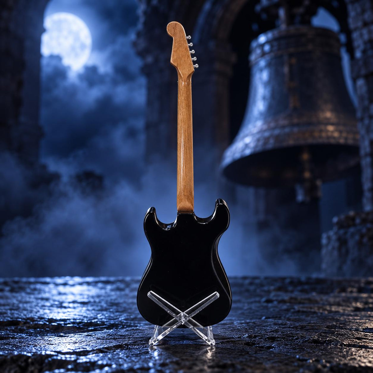 Мини китара AC/DC — Hells Bells със стойка и гравиране по избор — снимка 3