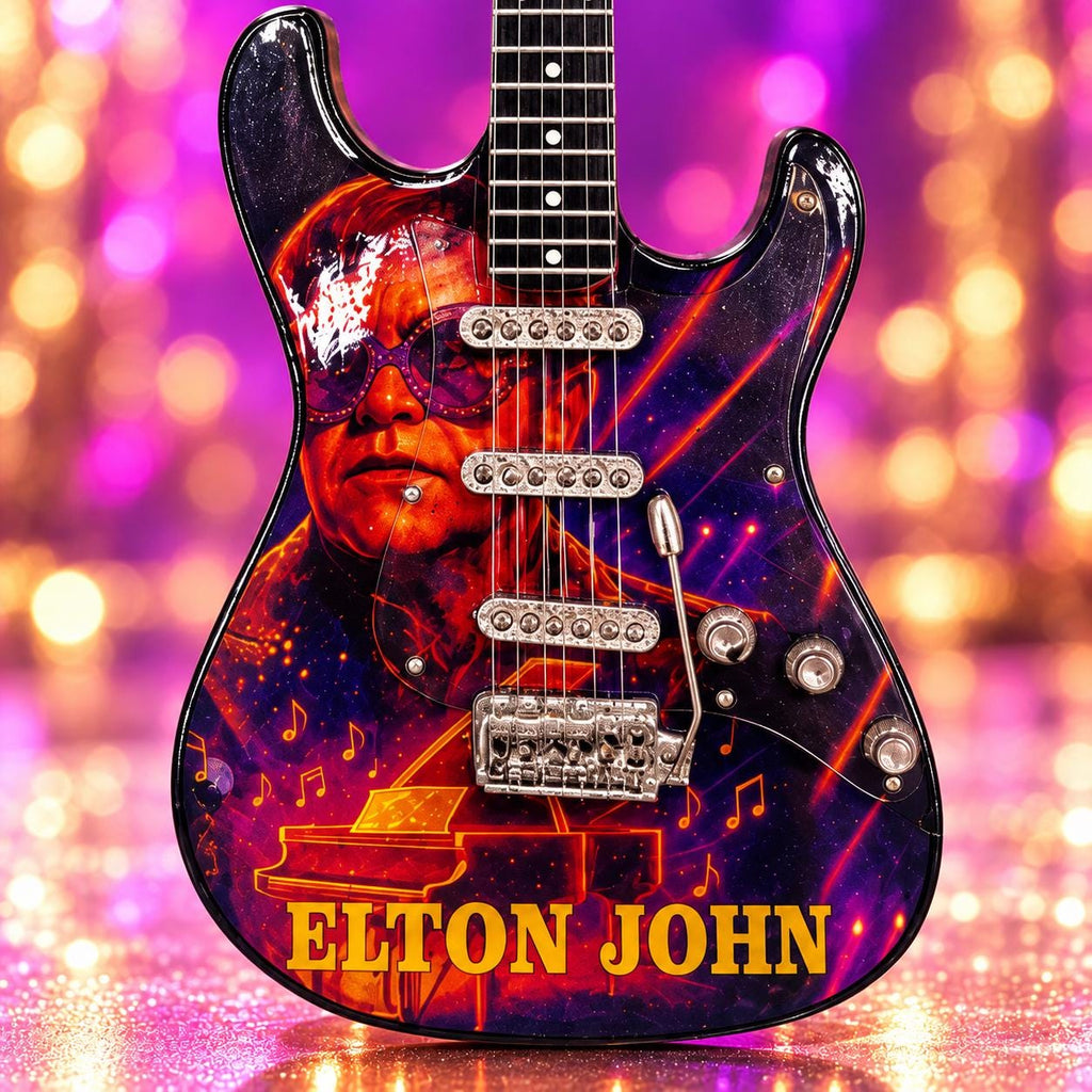 Мини китара Elton John със стойка и гравиране по избор — снимка 6
