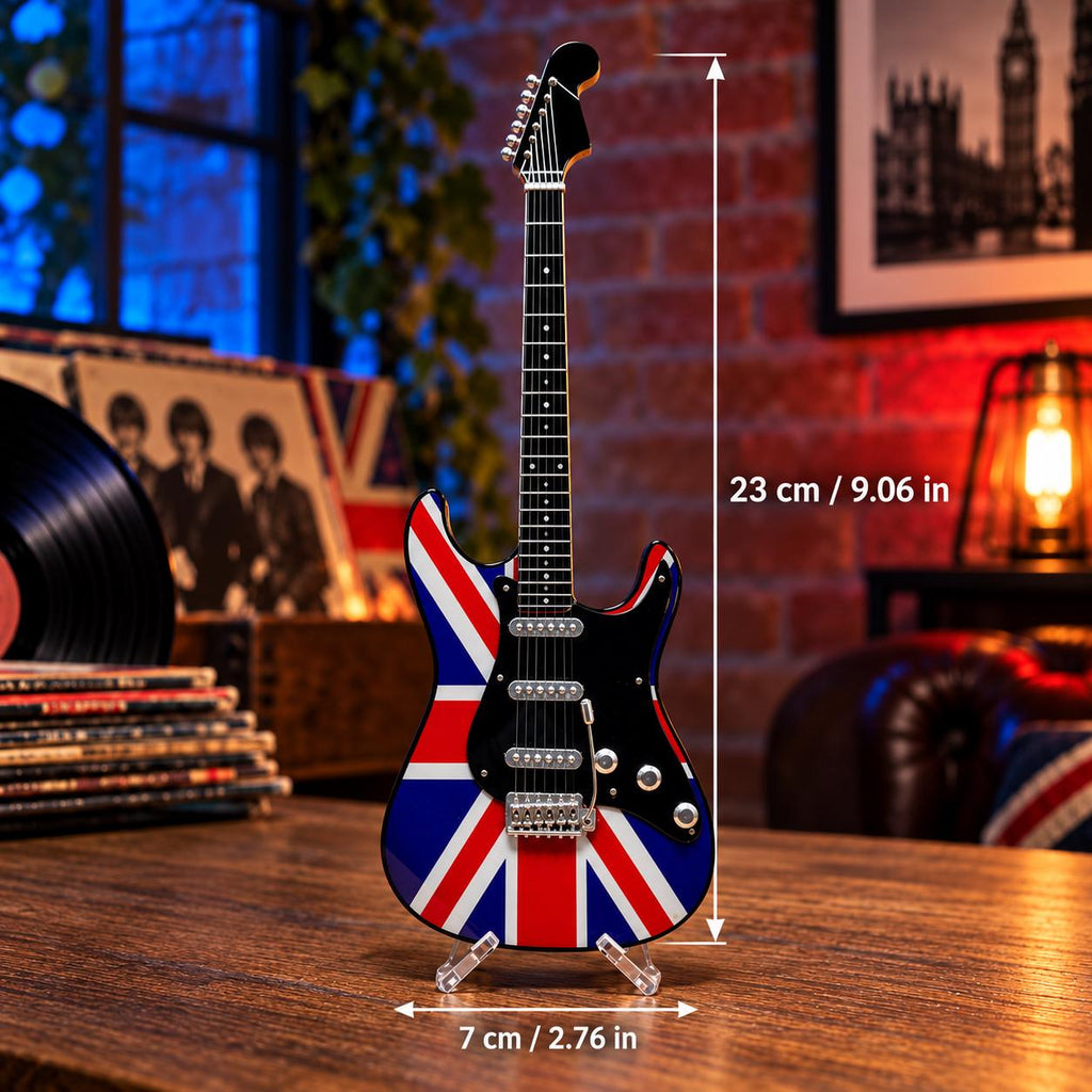Мини китара Union Jack със стойка и гравиране по избор — снимка 4