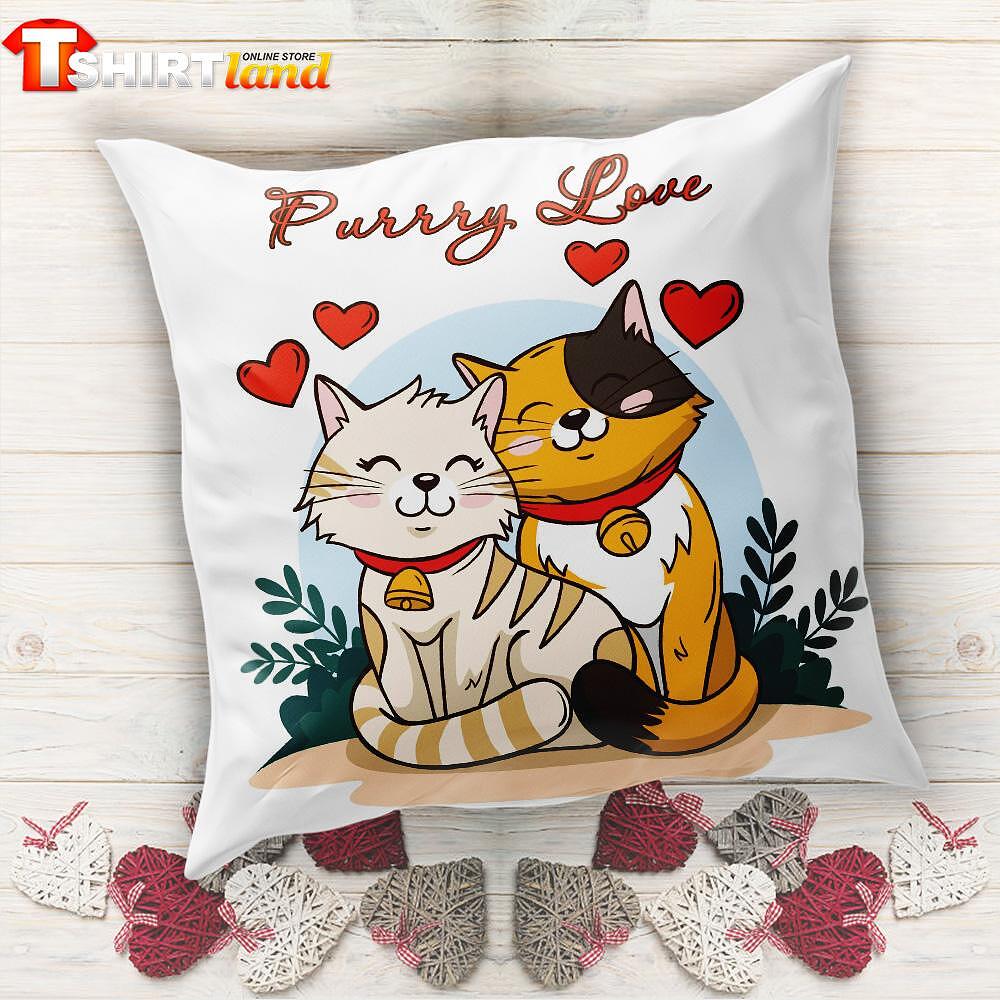 Satin Pillow "Love Cats"
