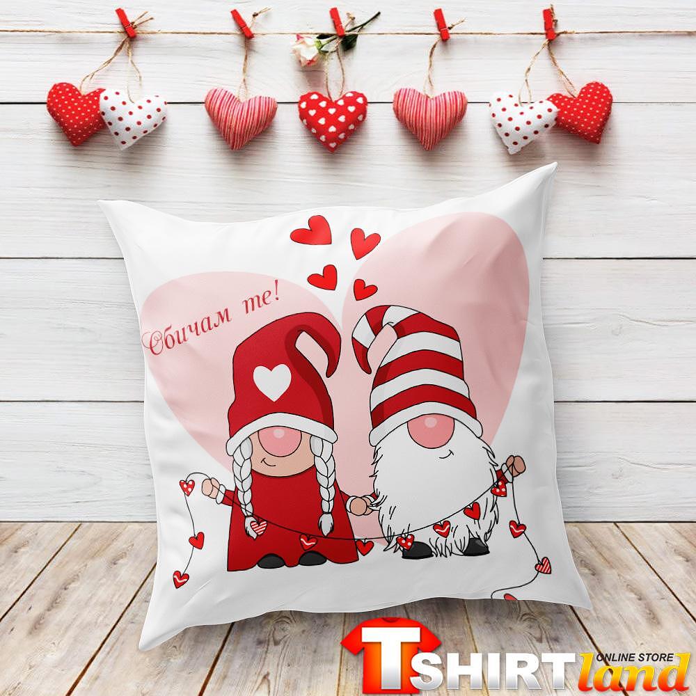 Satin Pillow "Couple of Loving Gnomes"