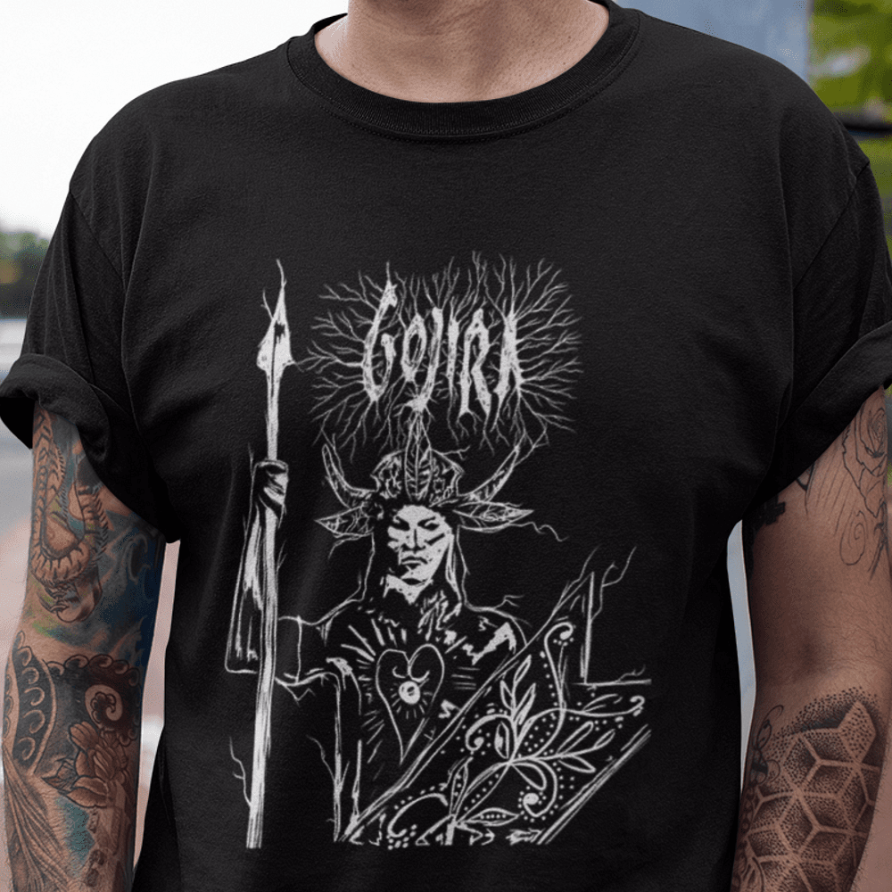 Tricou Gojira 18 Fortitude Alb și Negru