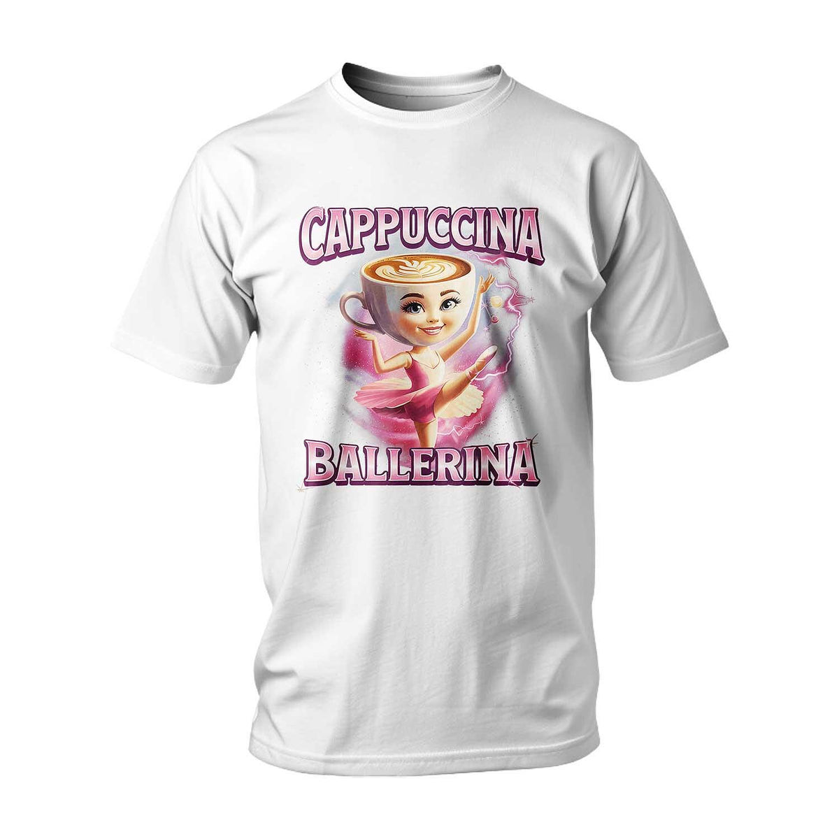 Tricou ITALIAN BRAINROT CAPPUCCINA BALLERINA PINK FLAME