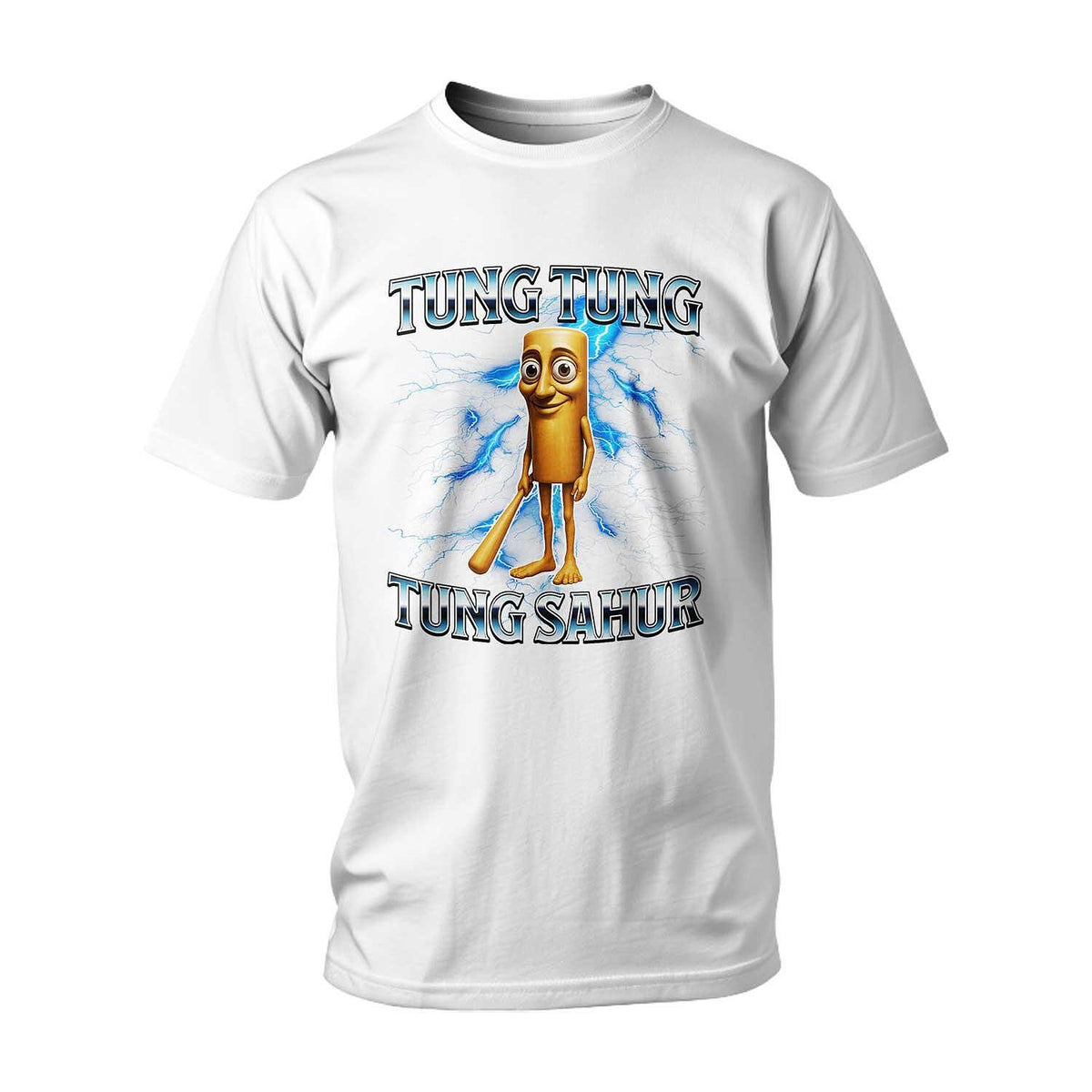 Tricou ITALIAN BRAINROT TUNG TUNG SAHUR BLUE LIGHTING