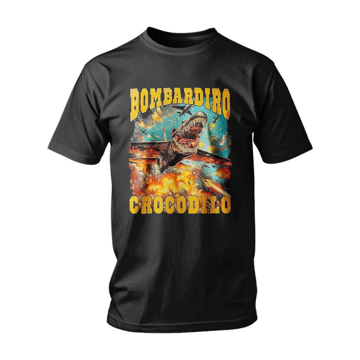 Tricou ITALIAN BRAINROT BOMBARDIRO CROCODILO FLAME