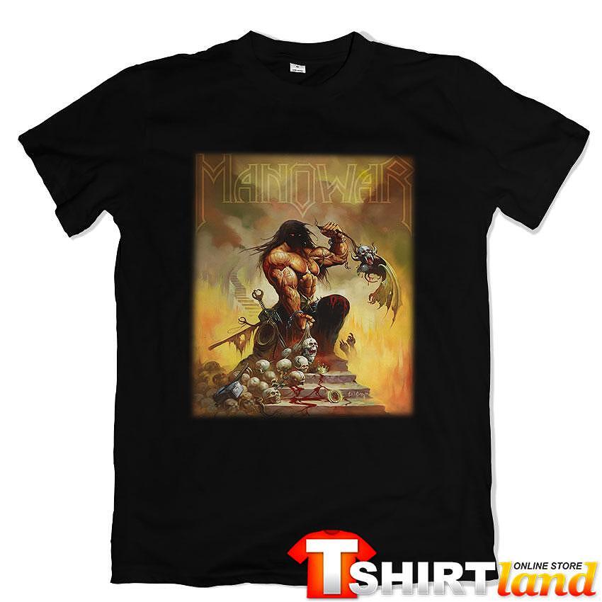 T-shirt Manowar Fire and Blood Art Cover