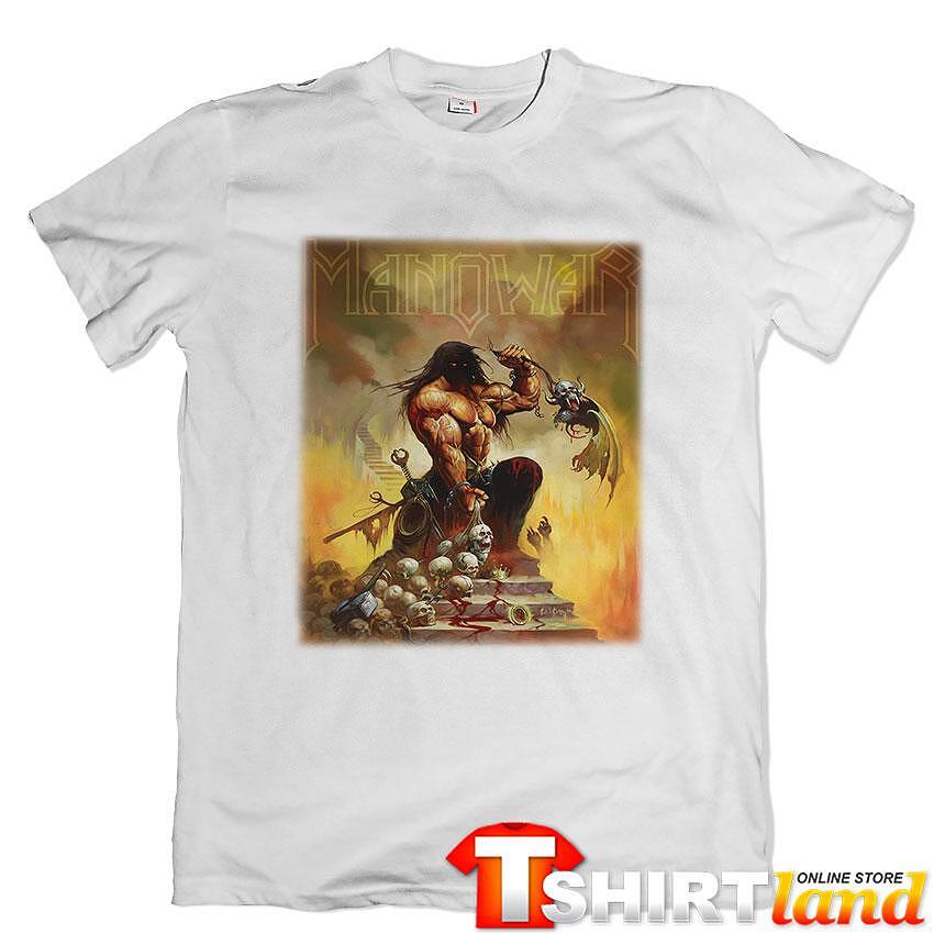 T-shirt Manowar Fire and Blood Art Cover