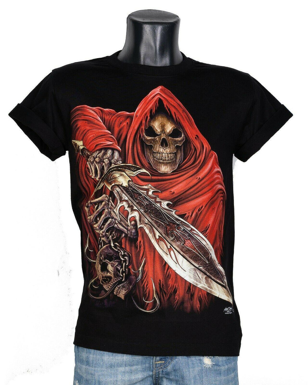 T-shirt Red Samurai Skeleton HD-12