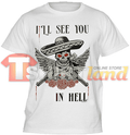 Tricou Craniu Cowboy - Ne vedem în iad